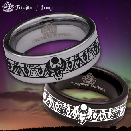Scarab Custom Personalize Laser Engrave Tungsten Wedding Band Ring