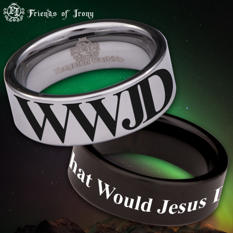 WWJD What Would Jesus Do? Custom Personalize Laser Engrave Tungsten Wedding Band Ring