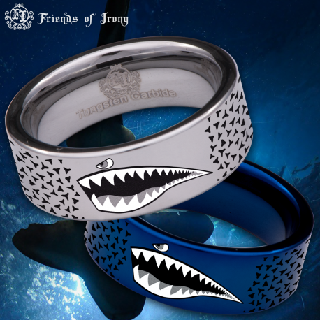 Shark Tooth Custom Personalize Laser Engrave Tungsten Wedding Band Ring