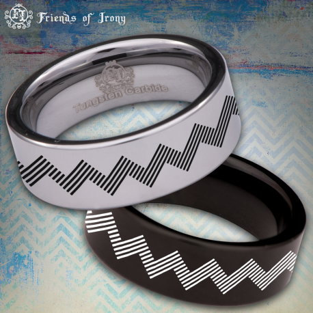 Zigzag Custom Personalize Laser Engrave Tungsten Wedding Band Ring