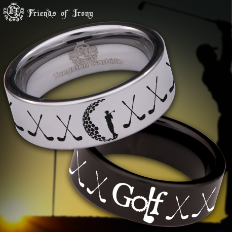 Golf Custom Personalize Laser Engrave Tungsten Wedding Band Ring
