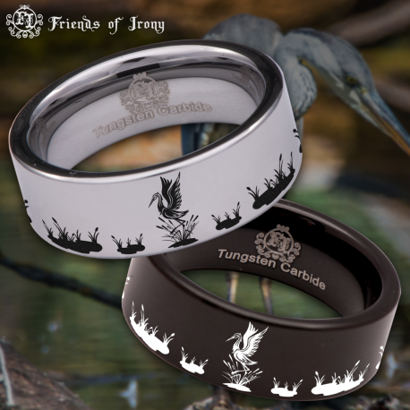 Heron Custom Personalize Laser Engrave Tungsten Wedding Band Ring