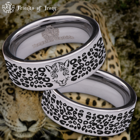 Leopard Custom Personalize Laser Engrave Tungsten Wedding Band Ring