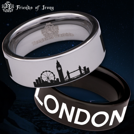 London Custom Personalize Laser Engrave Tungsten Wedding Band Ring