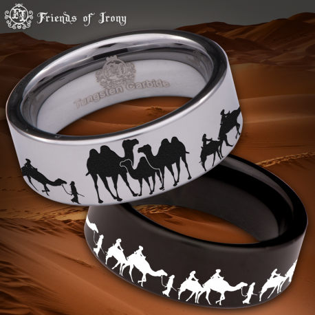 Camel Custom Personalize Laser Engrave Tungsten Wedding Band Ring