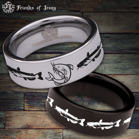 Catfish Custom Personalize Laser Engrave Tungsten Wedding Band Ring
