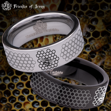 Honeycomb Custom Personalize Laser Engrave Tungsten Wedding Band Ring