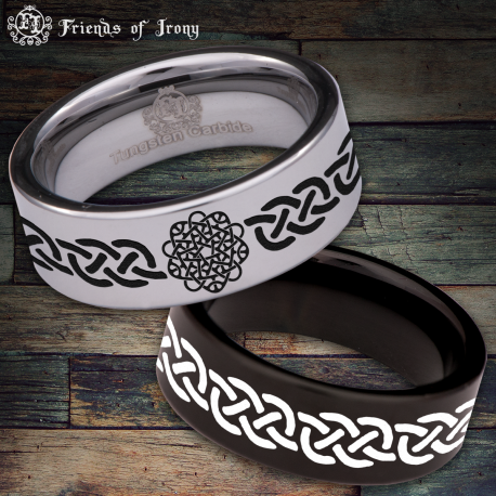 Knotwork Custom Personalize Laser Engrave Tungsten Wedding Band Ring