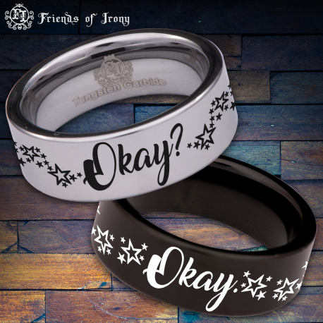Okay Custom Personalize Laser Engrave Tungsten Wedding Band Ring