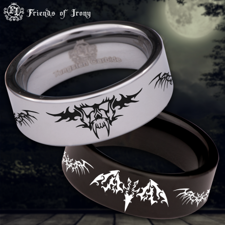 Vampire Skull Custom Personalize Laser Engrave Tungsten Wedding Band Ring