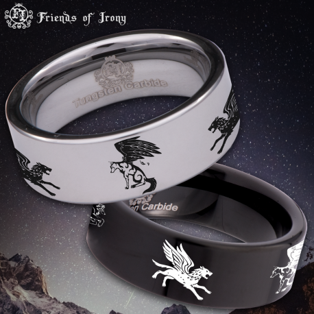 Winged Wolf Custom Personalize Laser Engrave Tungsten Wedding Band Ring