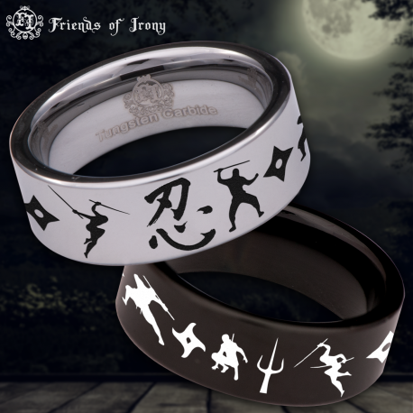 Ninja Custom Personalize Laser Engrave Tungsten Wedding Band Ring