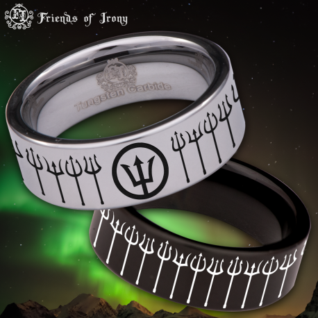 Trident Custom Personalize Laser Engrave Tungsten Wedding Band Ring