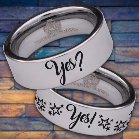 Yes? Yes! Custom Personalize Laser Engrave Tungsten Wedding Band Ring