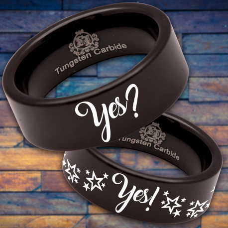 Yes? Yes! Custom Personalize Laser Engrave Tungsten Wedding Band Ring