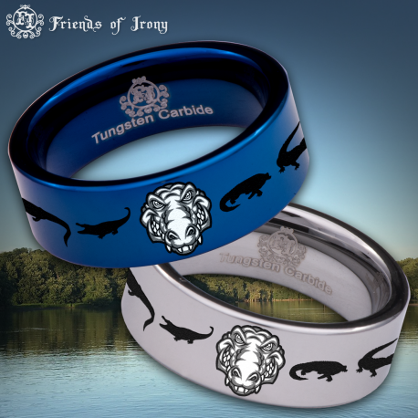 Alligator Custom Personalize Laser Engrave Tungsten Wedding Band Ring