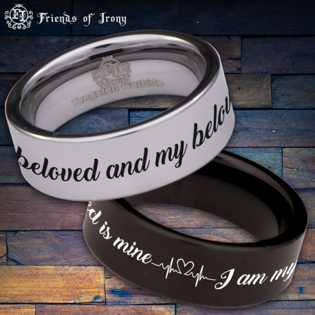 Beloved Custom Personalize Laser Engrave Tungsten Wedding Band Ring