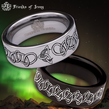 Celtic Trinity Crescent Moon Custom Personalize Laser Engrave Tungsten Wedding Band Ring