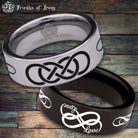 Double Infinity Custom Personalize Laser Engrave Tungsten Wedding Band Ring