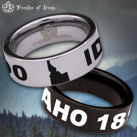 Idaho Custom Personalize Laser Engrave Tungsten Wedding Band Ring