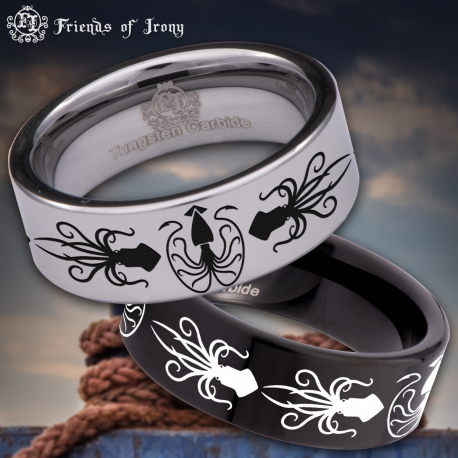 Squid Custom Personalize Laser Engrave Tungsten Wedding Band Ring