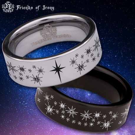 Starburst Custom Personalize Laser Engrave Tungsten Wedding Band Ring
