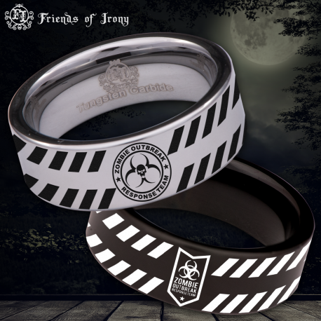 Zombie Apocalypse Custom Personalize Laser Engrave Tungsten Wedding Band Ring