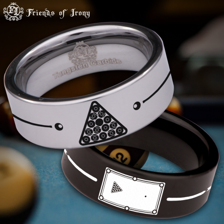 Billiards Custom Personalize Laser Engrave Tungsten Wedding Band Ring