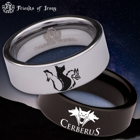 Cerberus Custom Personalize Laser Engrave Tungsten Wedding Band Ring