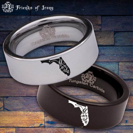 Florida Skull Custom Personalize Laser Engrave Tungsten Wedding Band Ring