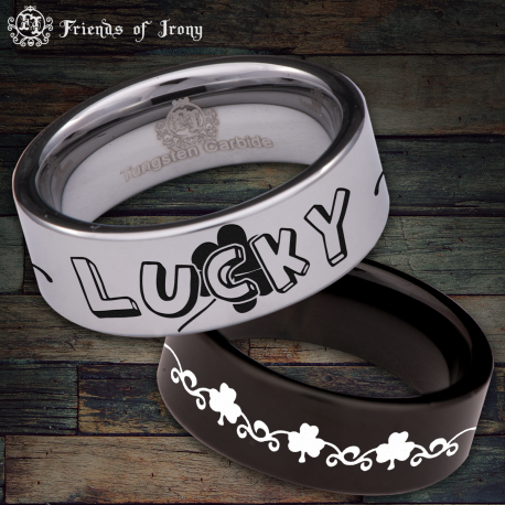 Good Luck Custom Personalize Laser Engrave Tungsten Wedding Band Ring