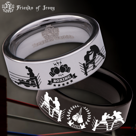 Boxing Custom Personalize Laser Engrave Tungsten Wedding Band Ring