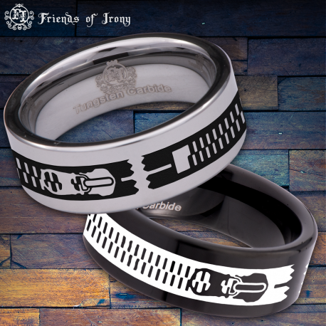 Zipper Custom Personalize Laser Engrave Tungsten Wedding Band Ring