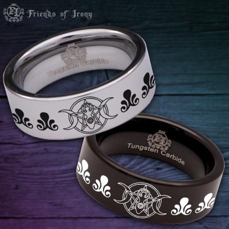 Goddess Pentacle Custom Personalize Laser Engrave Tungsten Wedding Band Ring