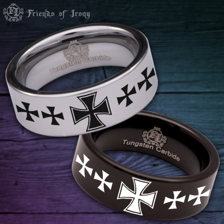 Iron Cross Custom Personalize Laser Engrave Tungsten Wedding Band Ring