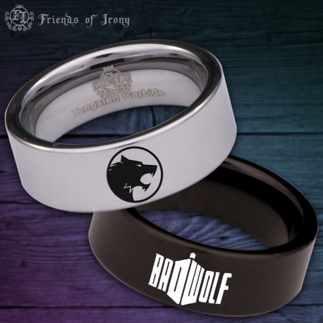 Bad Wolf Custom Personalize Laser Engrave Tungsten Wedding Band Ring