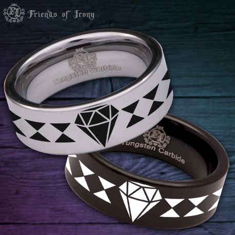 Diamond Custom Personalize Laser Engrave Tungsten Wedding Band Ring