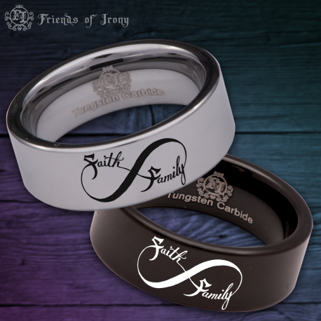 Faith and Family Custom Personalize Laser Engrave Tungsten Wedding Band Ring