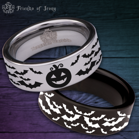 Halloween Custom Personalize Laser Engrave Tungsten Wedding Band Ring