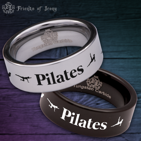 Pilates Style 1 Custom Personalize Laser Engrave Tungsten Wedding Band Ring