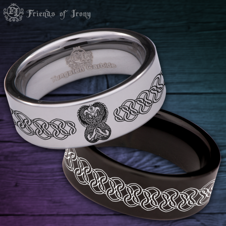 Celtic Seahorse Custom Personalize Laser Engrave Tungsten Wedding Band Ring
