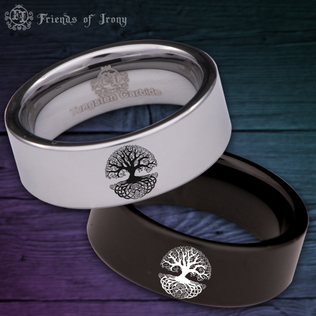Tree of Destiny Custom Personalize Laser Engrave Tungsten Wedding Band Ring