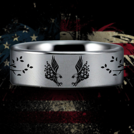 American Eagle Custom Personalize Laser Engrave Tungsten Wedding Band Ring