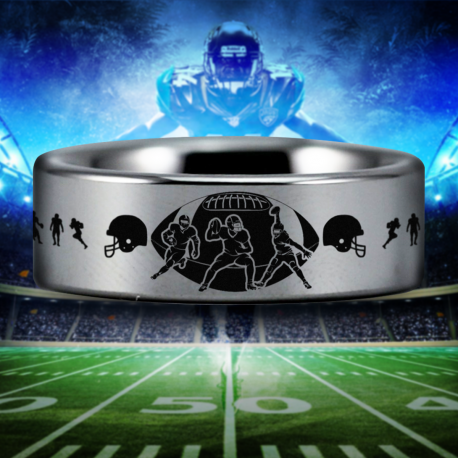 American Football Custom Personalize Laser Engrave Tungsten Wedding Band Ring