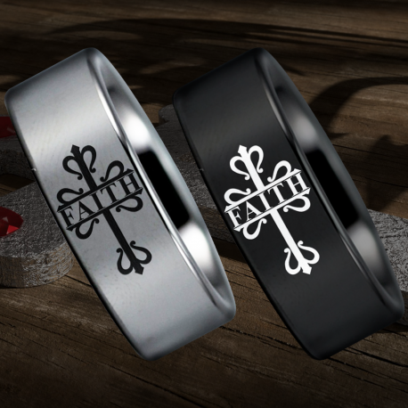 Celtic Faith Cross Custom Personalize Laser Engrave Tungsten Wedding Band Ring