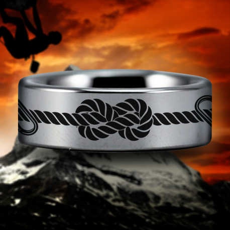 Climber's Knot Custom Personalize Laser Engrave Tungsten Wedding Band Ring