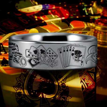 Gambler Custom Personalize Laser Engrave Tungsten Wedding Band Ring
