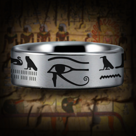 Hieroglyphs Custom Personalize Laser Engrave Tungsten Wedding Band Ring