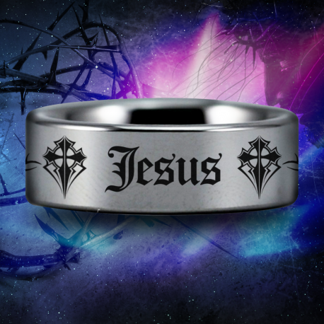 Jesus Custom Personalize Laser Engrave Tungsten Wedding Band Ring