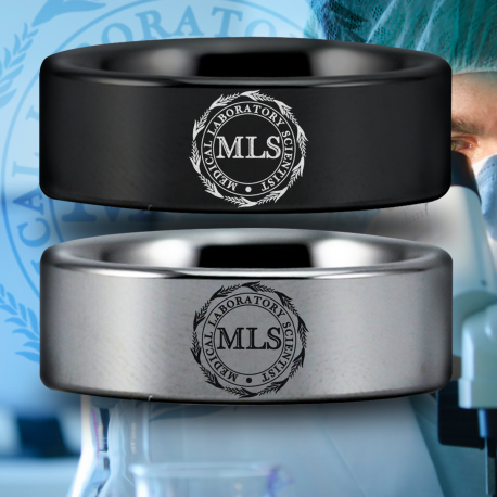 MLS Medical Lab Scientist Custom Personalize Laser Engrave Tungsten Wedding Band Ring